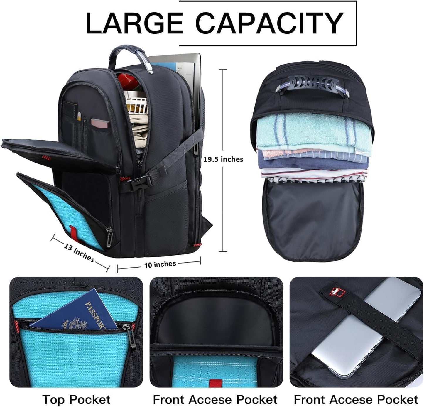 ANTERK Extra Large Backpack, Travel Backpack, Sturdy TSA Water Resistant 17.3 Inch Carry on Backpacks, Anti Theft Business Computer Backpacks Gifts for Men Women, Lake Blue