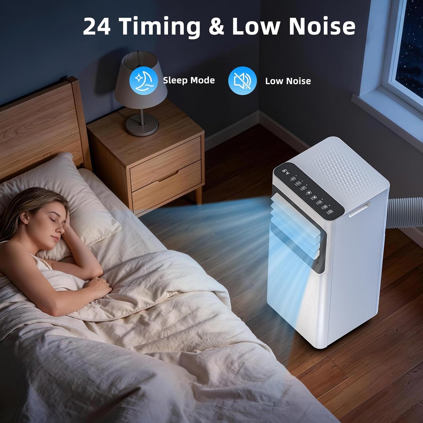 Antarctic Star 8000 BTU Portable Air Conditioner, 5-in-1 AC Unit with Cool, Dehumidifier, Fan, Sleep & Timer Modes, Auto Swing, Child Lock, Cools Up to 350 Sq.Ft, Air Conditioner for Bedroom Apartment