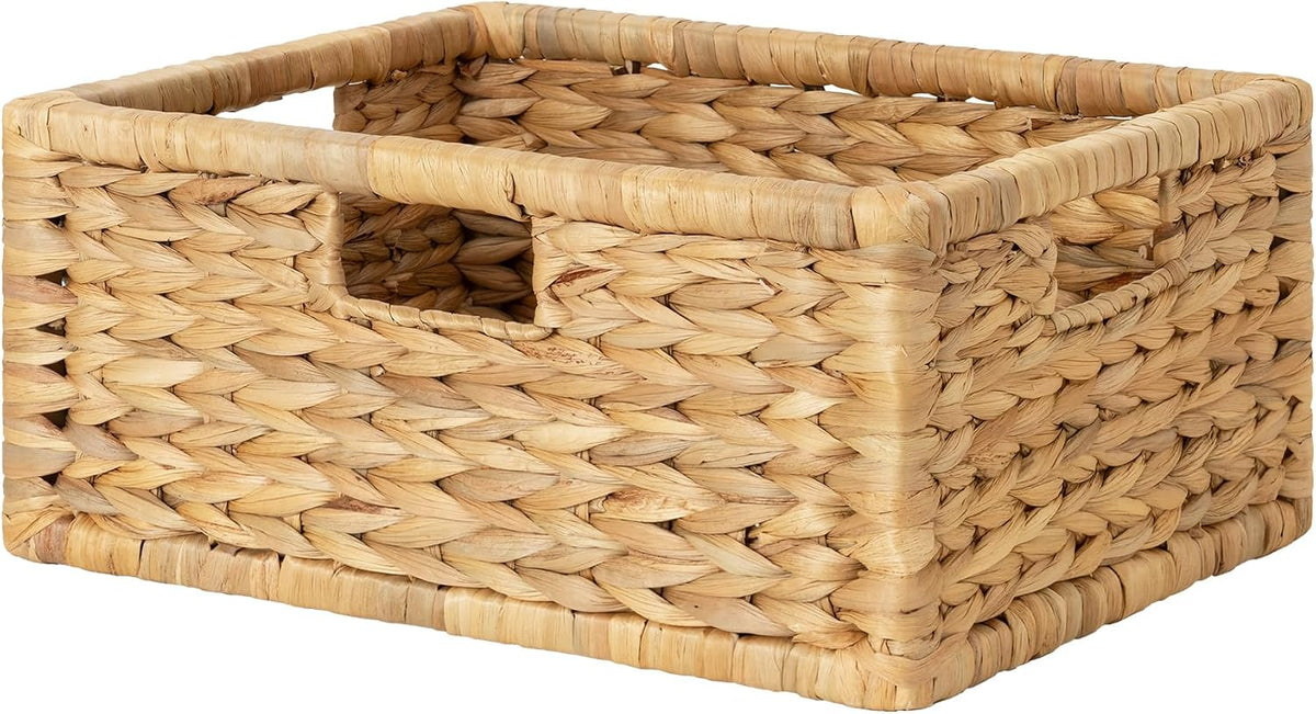 StorageWorks Large Wicker Basket, Pantry Organizer with Wooden Frame