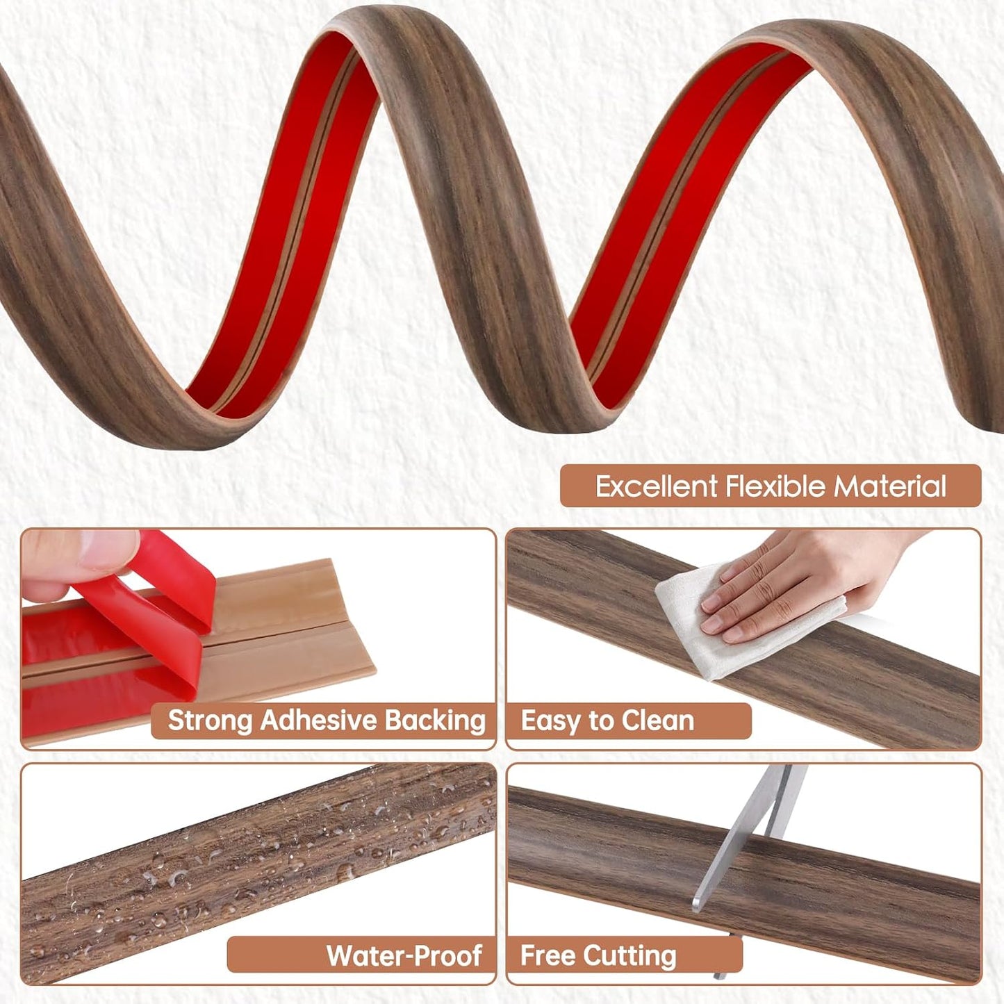 Floor Cord Cover for Wires on Floor Self Adhesive Cord Hider | Floor Cable Cover Floor Wire Covers for Cords Prevent Cable Trips, Cord Cavity W 0.47" x H 0.27", Misty Brown Wood, 10Ft
