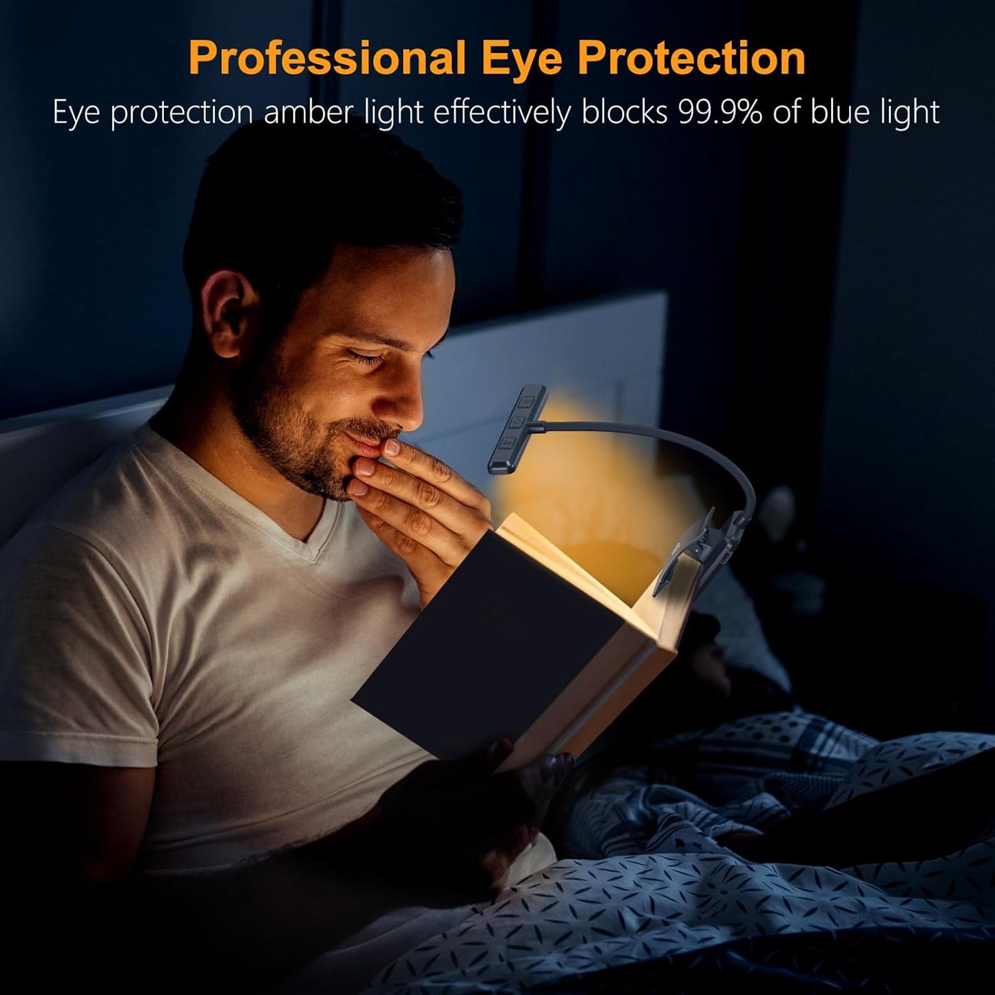 Gritin 19 LED Rechargeable Book Light for Reading in Bed with Memory Function- Eye Caring 3 Color Temperatures,Stepless Dimming Brightness,90 Hrs Runtime Clip on Light for Book Lovers-Pacific Blue