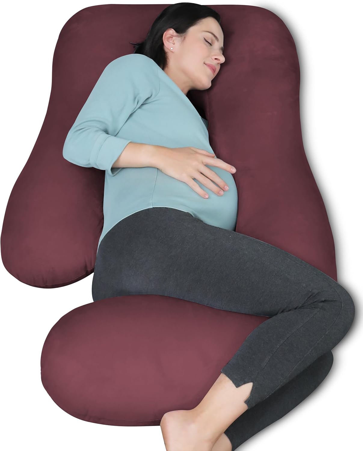 MOON PARK Pregnancy Pillows for Sleeping - U Shaped Full Body Maternity Pillow with Removable Cover - Support for Back, Legs, Belly, Hips - 57 Inch Pregnancy Pillow for Women - Dark Grey
