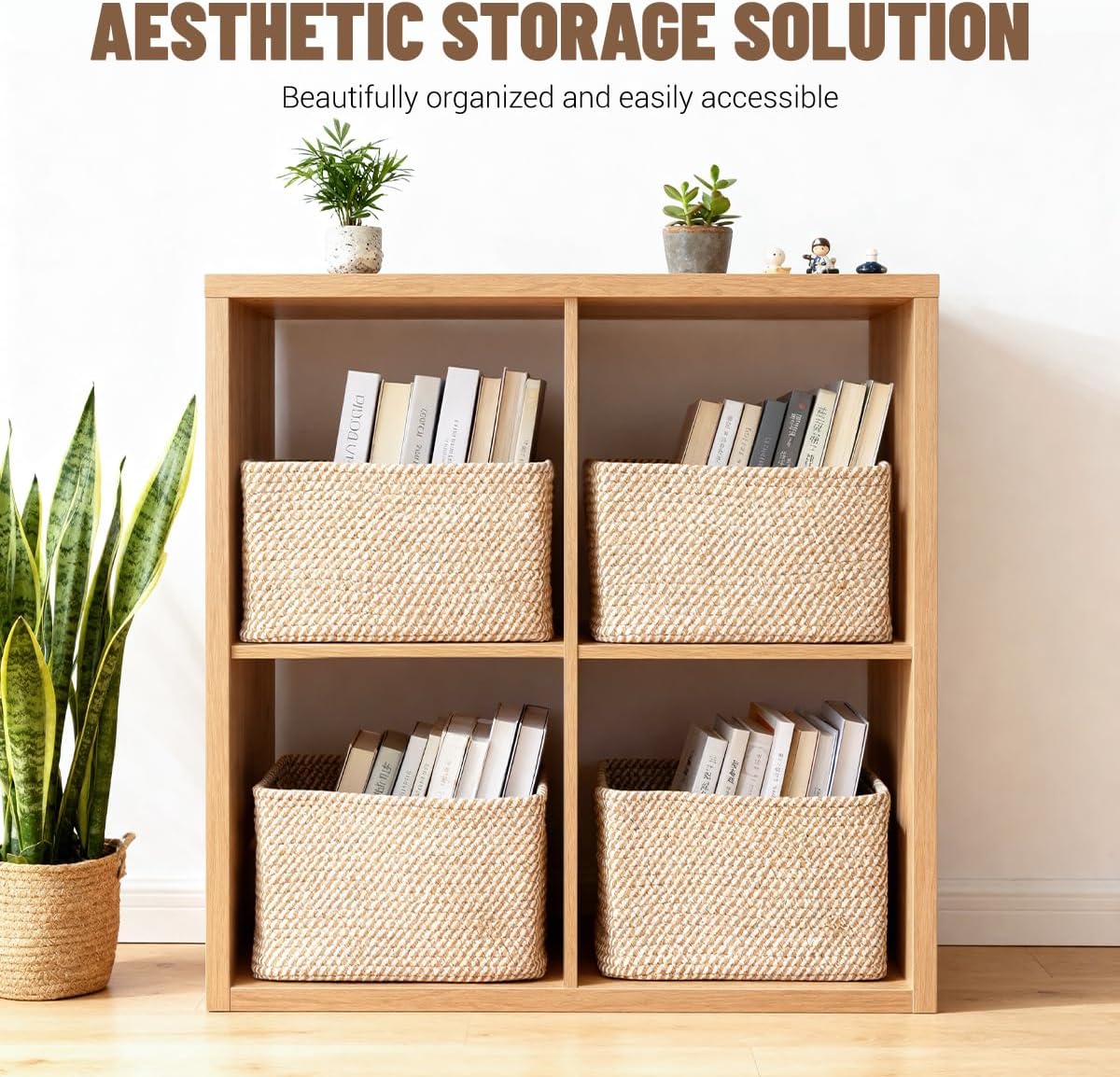 5 Pack Woven Storage Baskets, Decorative Storage Bins for Organizing
