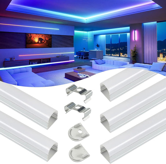Muzata 5Pack 3.3FT Spotless LED Channel with Milky Arc Diffuser Cover U109