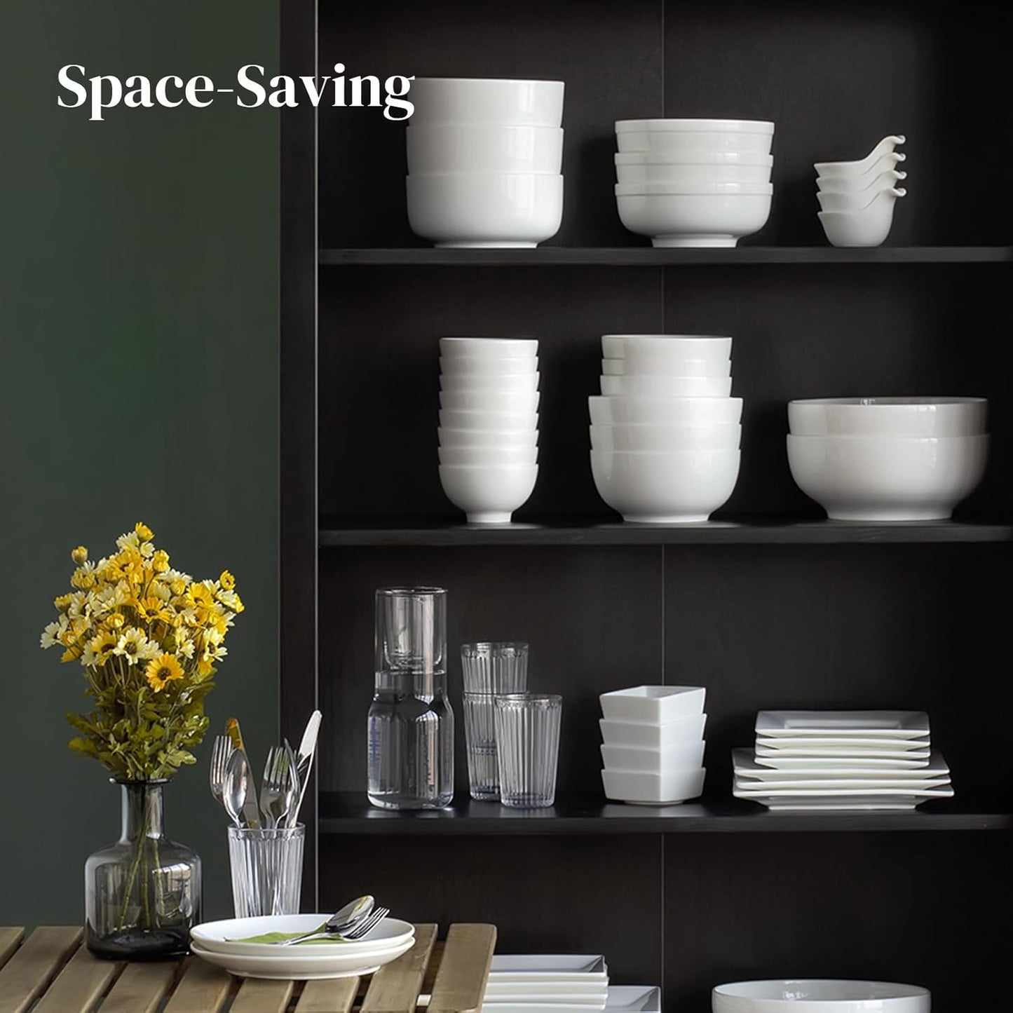 DOWAN 22 OZ White Ceramic Bowls Set of 4 - Perfect for Soup Bowls for Kitchen, Cereal Bowl, Ramen Bowl, Microwave Safe for Oatmeal, Fruit,Salad and Rice Bowl - Dishwasher & Microwave Safe
