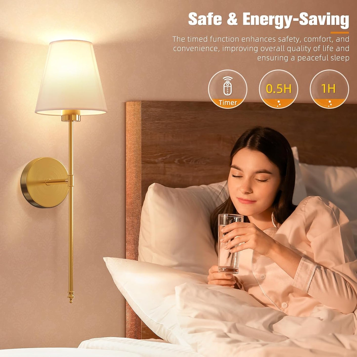 NIORSUN Battery Operated Wall Sconce Set of 2,Gold Rechargeable Wall Lights with 10400mAh Dimmable Bulbs and Remote,10 Colors Wireless Wall Lamps for Bedroom Living Room Hallway Decor