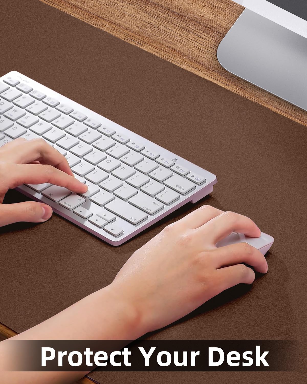 PULeather Non-Slip Desk Mat, Large Mouse Pad & Laptop Desk Pad - Waterproof Writing Pad for Office & Home (Brown, 35.4" x 17")