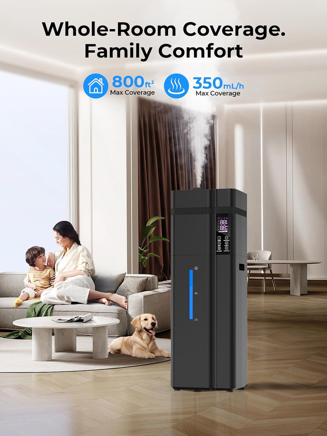 13L/3.43Gal Humidifier Large Room, 800ft² Coverage, 100H Runtime, Auto Humidity Control, Top Fill, Humidifiers for Bedroom, 35dB Quiet, Sleep Mode, Aroma Diffuser, 24H Timer, Auto Shut-off Protection