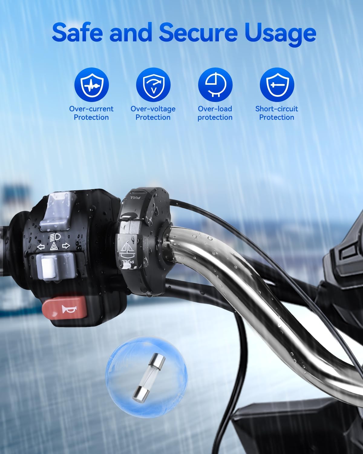 EXTRACTME Motorcycle Phone Charger, Ultra-Narrow Dual USB Type C 30W PD & Quick Charge 3.0 Motorcycle USB Charger, Waterproof Motorcycle USB Port for Phone, Tablet, GPS (Only 0.51 in Wide), Black