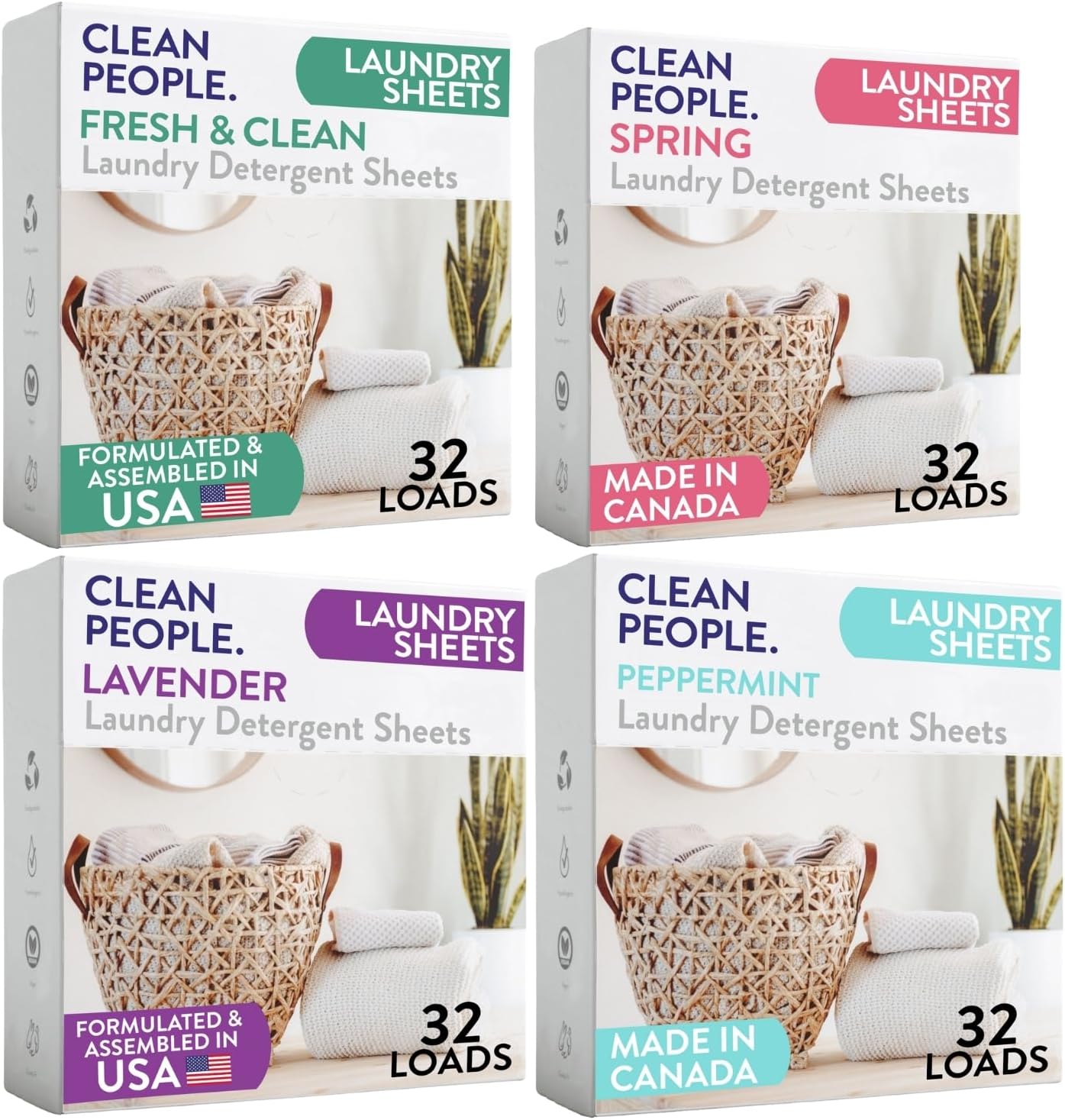 The Clean People Laundry Detergent Sheets - Laundry Soap - Ultra Concentrated, Recyclable Packaging, Stain Fighting - Fresh Scent, 32 Pack