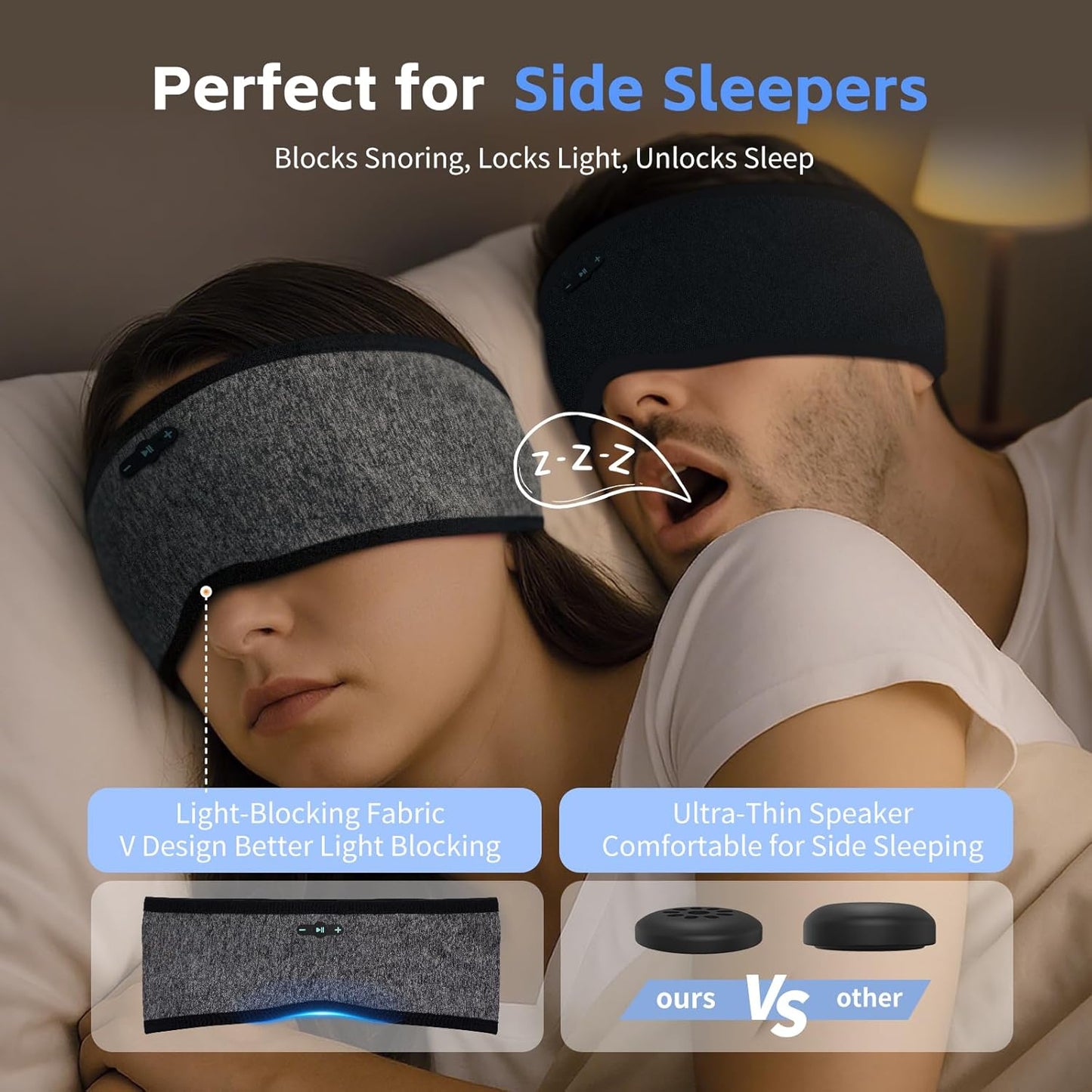 2 Pack Sleep Headphones Bluetooth 6.0 Headband, 20Hr Headband Headphones with HD Stereo Speakers, Sports Wireless Earphones for Side Sleepers Workout Yoga Travel Meditation, Gifts for Women Men