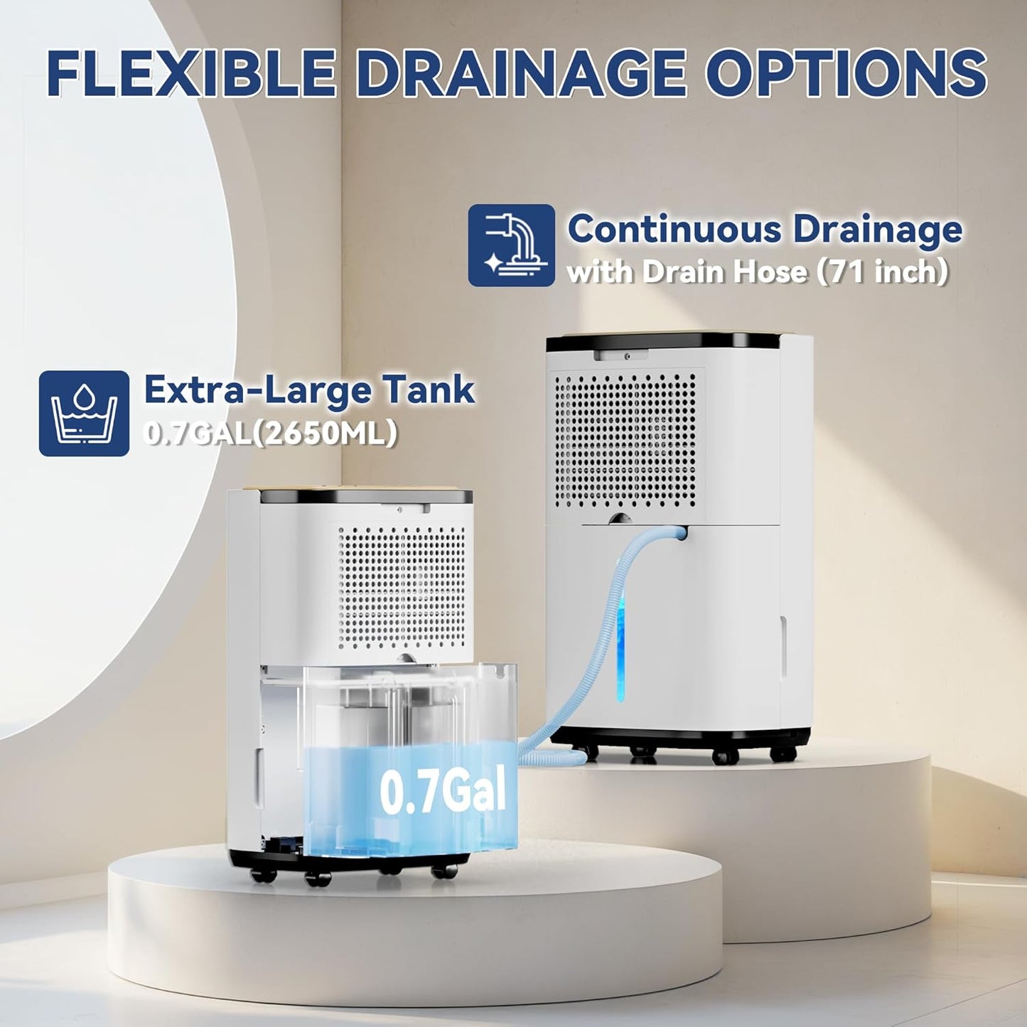 3000 Sq.Ft Dehumidifier for Basement with Drain Hose, 30 Pint Large Best Compressor Dehumidifiers for Home or Garage, Smart Humidity Control, 24H Timer & Child Lock, Ideal for Large Rooms, Garage