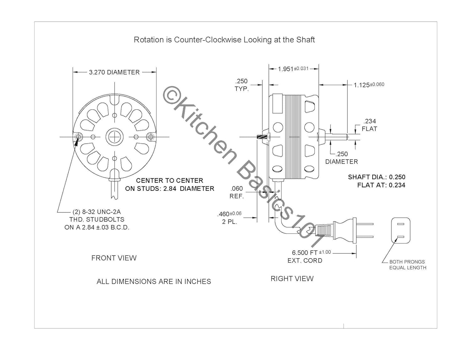 Kitchen Basics 101 3.3 Inch Diameter Vent Fan Motor Direct Replacement for Nutone Broan for 40933, 86933, 8693000, JA2B104N