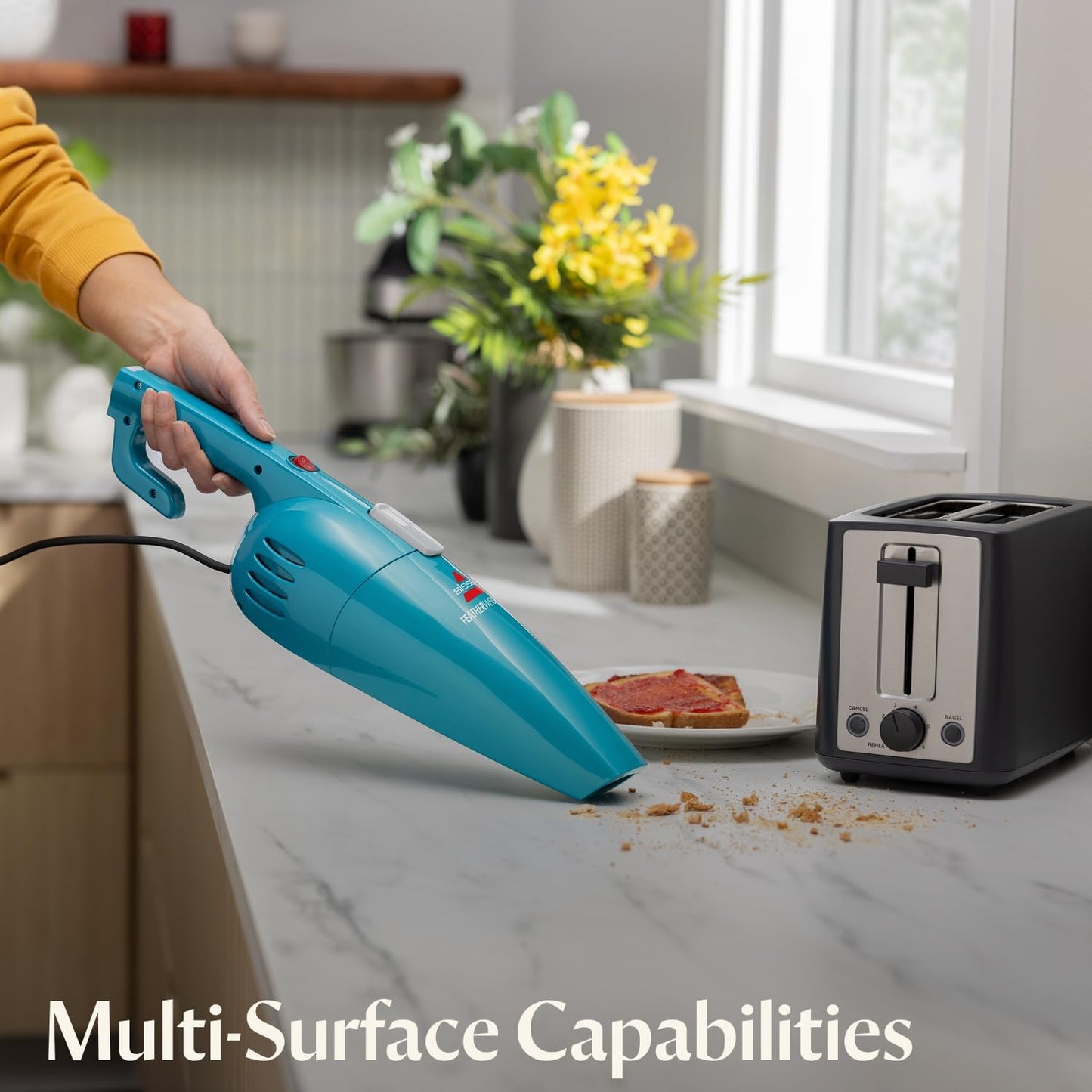 Bissell 2033 Featherweight Stick Lightweight Bagless Vacuum and Electric Broom with Crevice Tool for Hard Floors and Carpets, Blue