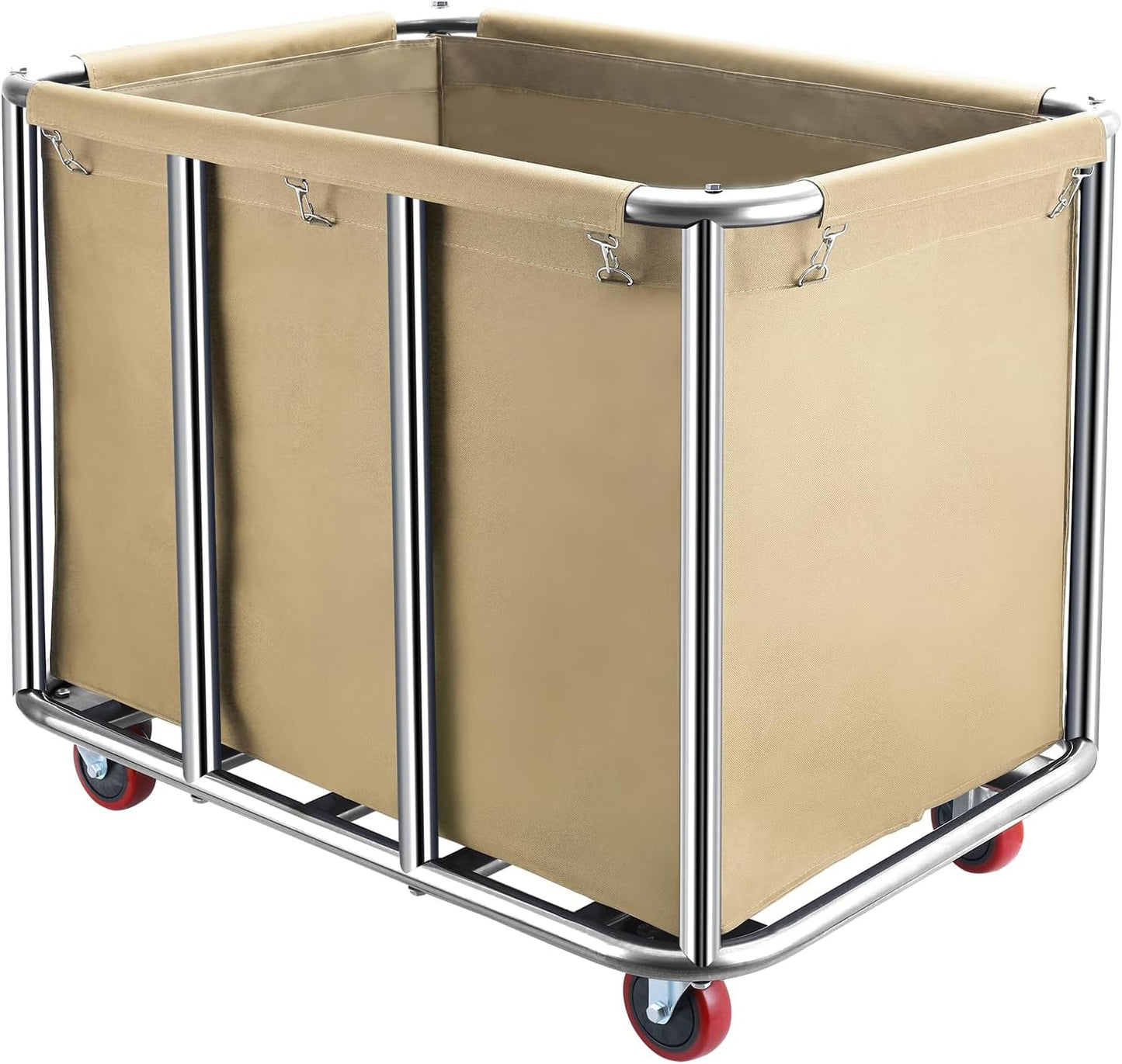Commercial Laundry Cart with Wheels,400L Large Industrial Laundry Cart,Commercial Laundry Basket with Sturdy Stainless Steel Frame and Oxford Bag for Home Hotel Hospital 440 lbs (Black)