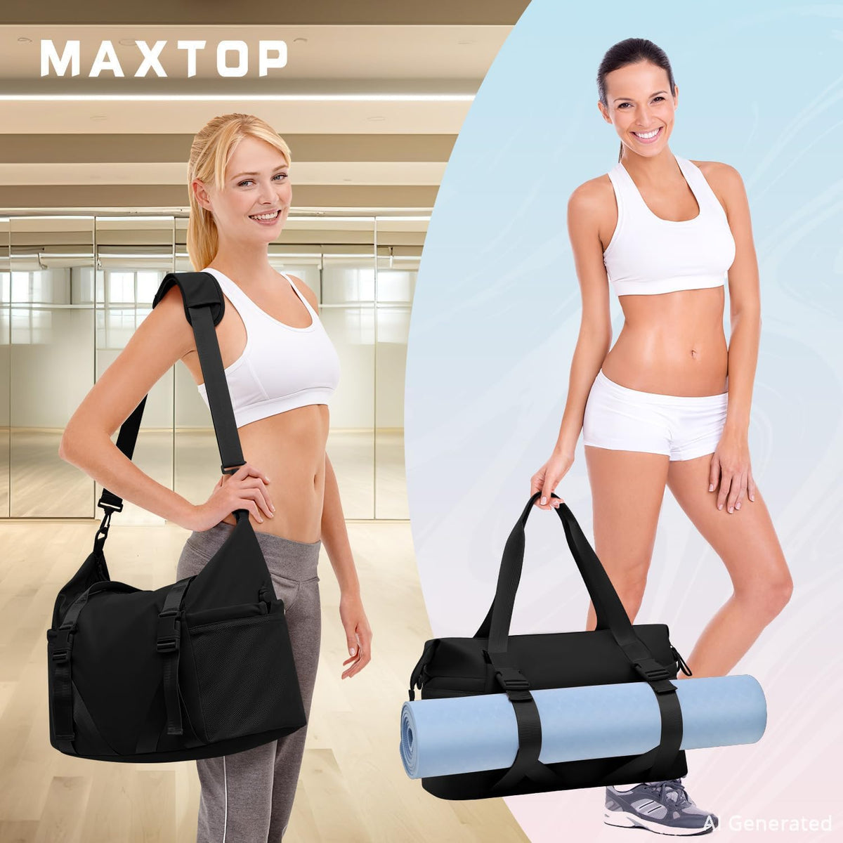 MAXTOP Women's Yoga Bag with Shoe Pouch,Travel Bag for Gym Workout Daily