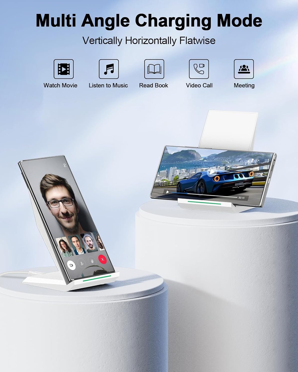 NANAMI Fast Wireless Charger - Charging Stand 7.5W Compatible with iPhone 17/17 Pro/17 Pro Max/16/15/14/13/12, 10W Phone Charger Dock for Samsung Galaxy S26/S26+/S25/S24/S24 Ultra//S23/S22/21