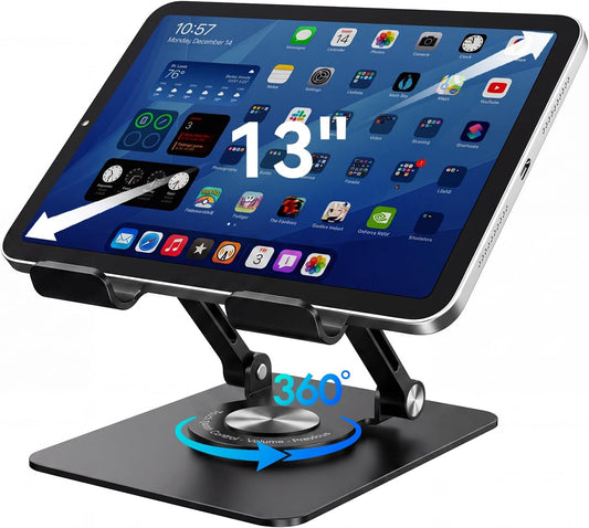 K&ZZ iPad Stand for Desk, Height Adjustable Tablet Stand, Office Desk Accessories for Men Women Gifts, Portable Office Gadgets, Rotating Foldable Phone Stand for Desk