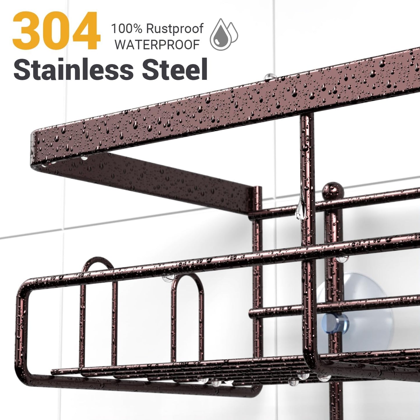 AKTECKE Shower Caddy Hanging Bathroom Organizer: Rustproof Shelf for Inside Shower - No Drilling, Over Showerhead - Bath Shelves for Shampoo, Soap - Bronze