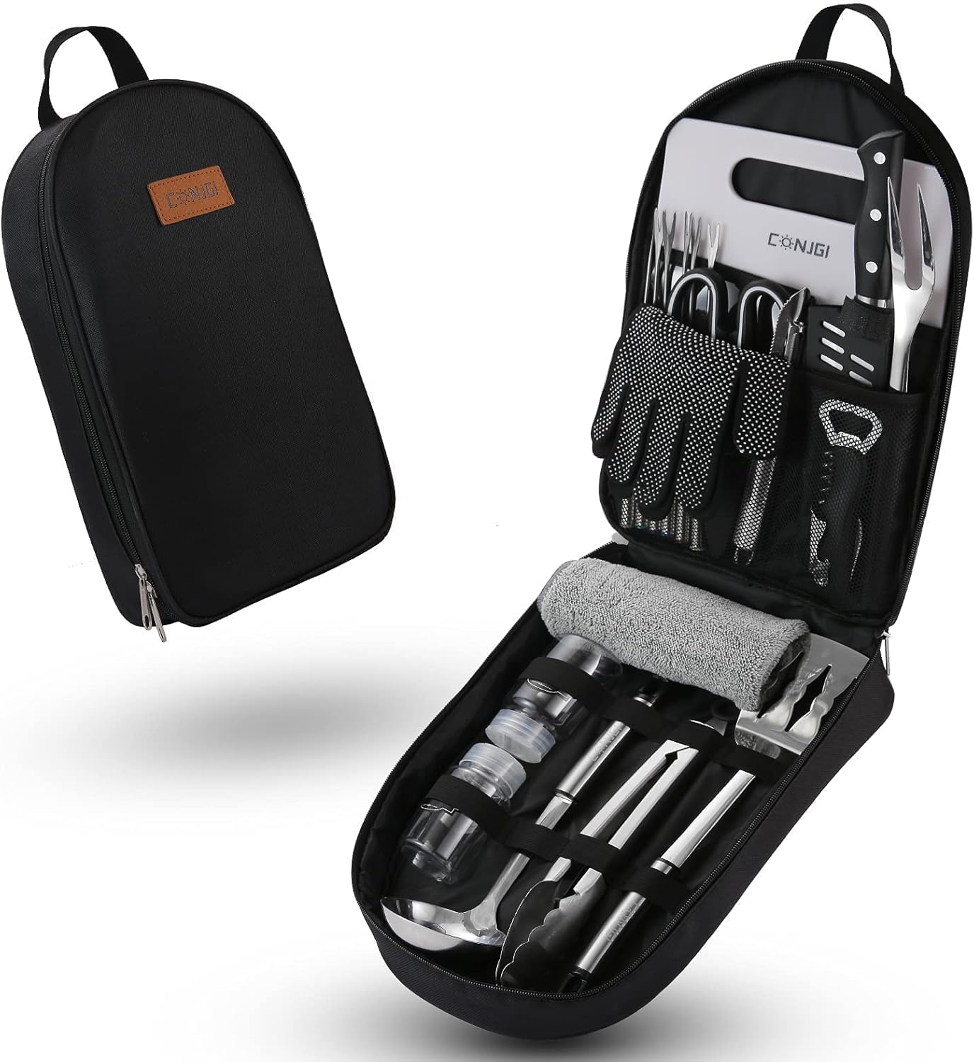 Camping Cookware Storage Bag - Camping Cooking Utensils Set Bag Camping Tool Portable Storage Bag Suitable for Knife, Fork, Spoon, Chopping Board, Chef's Knife,Kitchenware Storage