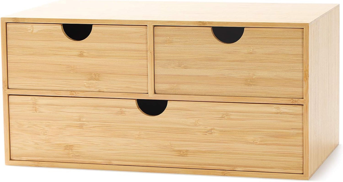 Bamboo Desk Drawer Organizer, Desktop Organizer with Drawers(2 Drawers)