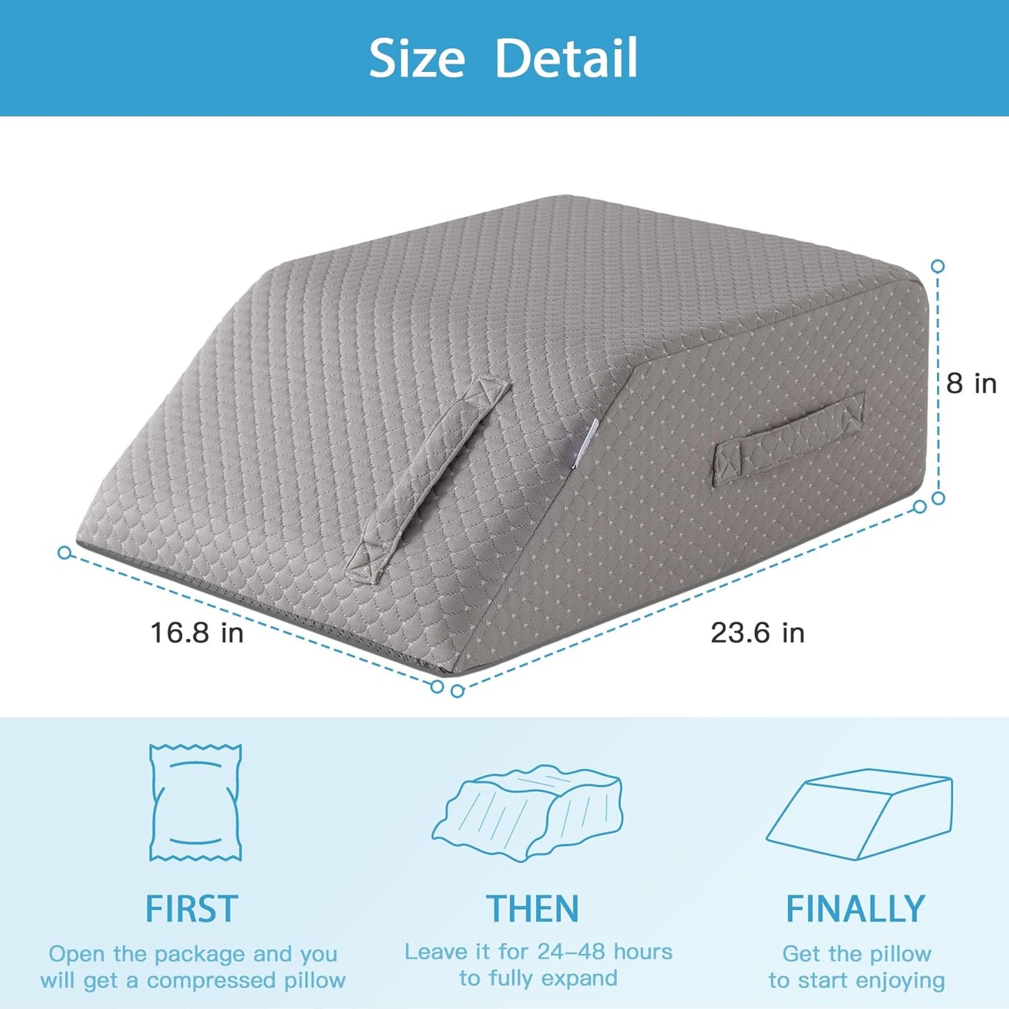 MEGCXIT Leg Pillow Elevation Blood Circulation, Leg Wedge for Elevation for Swelling, Leg Elevating Pillow for After Surgery, Memory Foam Foot Knee Pillow for Back Sleeping 23.6×16.8×8 Inch Grey