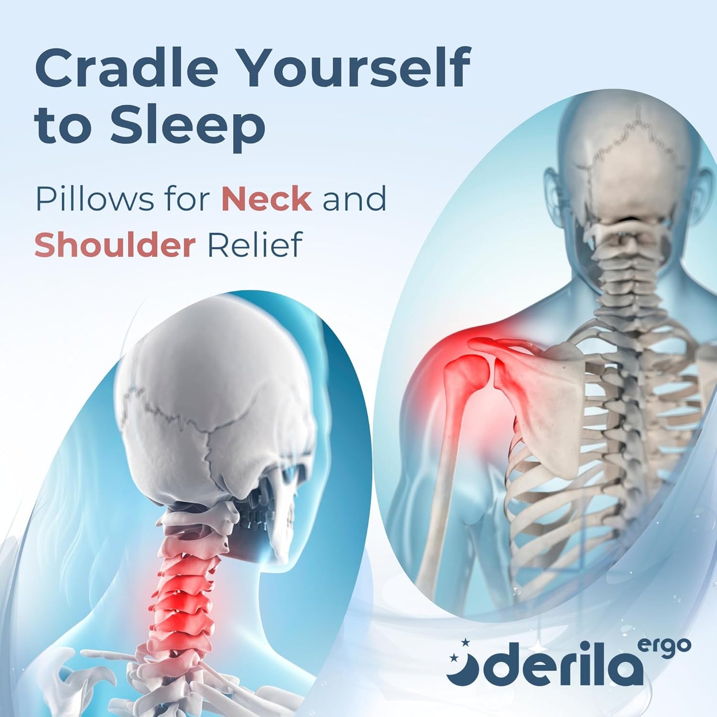 Derila Ergo Cervical Neck Pillow for Sleeping Pillow Contour Memory Foam Pillows for Back, Side Sleeper Pillows 21.25 x 14.17 x 4.72 inches