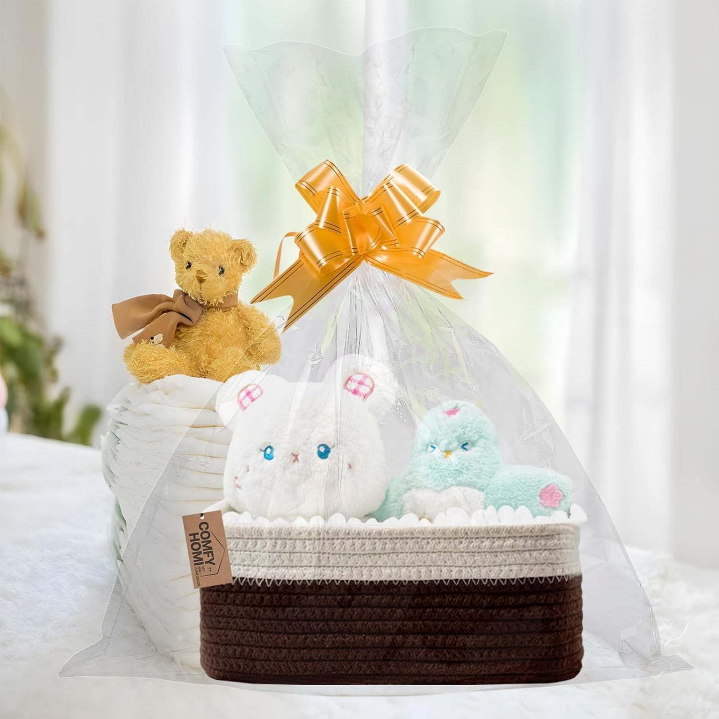 COMFY-HOMI 11.5"x7.5"x4.7" Storage Baskets for Organizing | Cotton Rope Woven Basket | Toy Storage Bin Box | Basket for Shelves, Closet Organizer Bin, Decorative Closet Shelf, 1 Pack