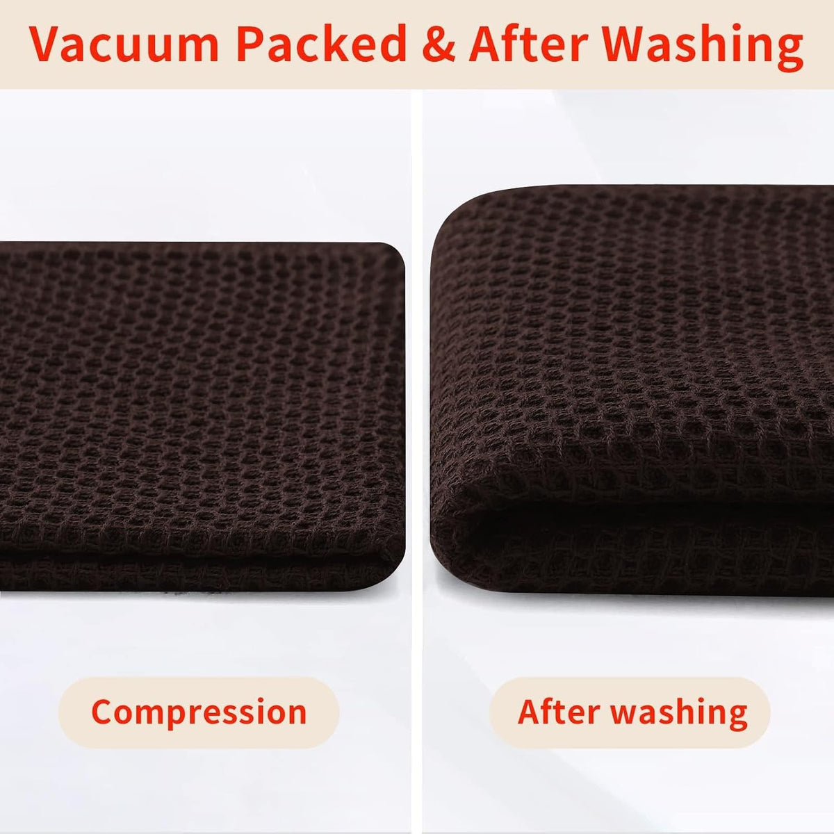 Homaxy 100% Cotton Waffle Weave Kitchen Dish Towels 12-Pack, Dark Brown