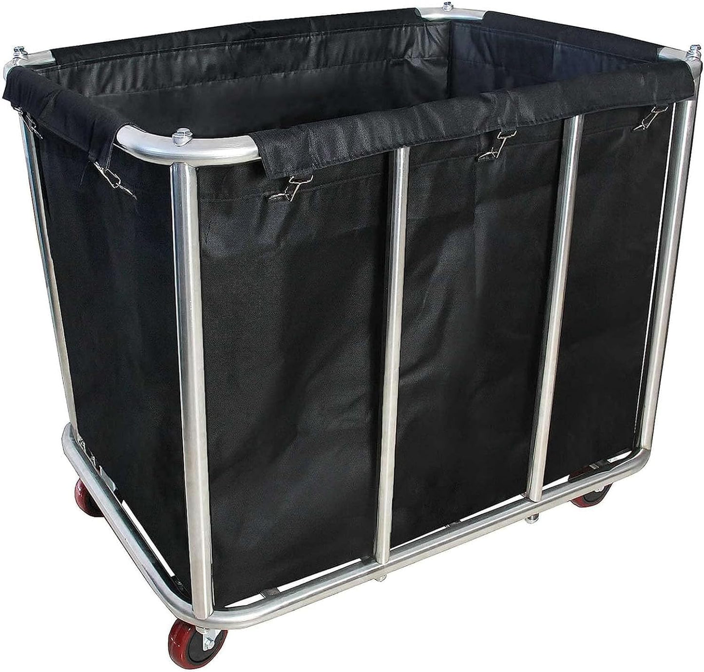 Commercial Laundry Cart with Wheels,11.35 Bushel Large Laundry Cart,Heavy Duty Stainless Steel Commercial Laundry Hampers Laundry Basket with Waterproof Lining,260 Lbs Load