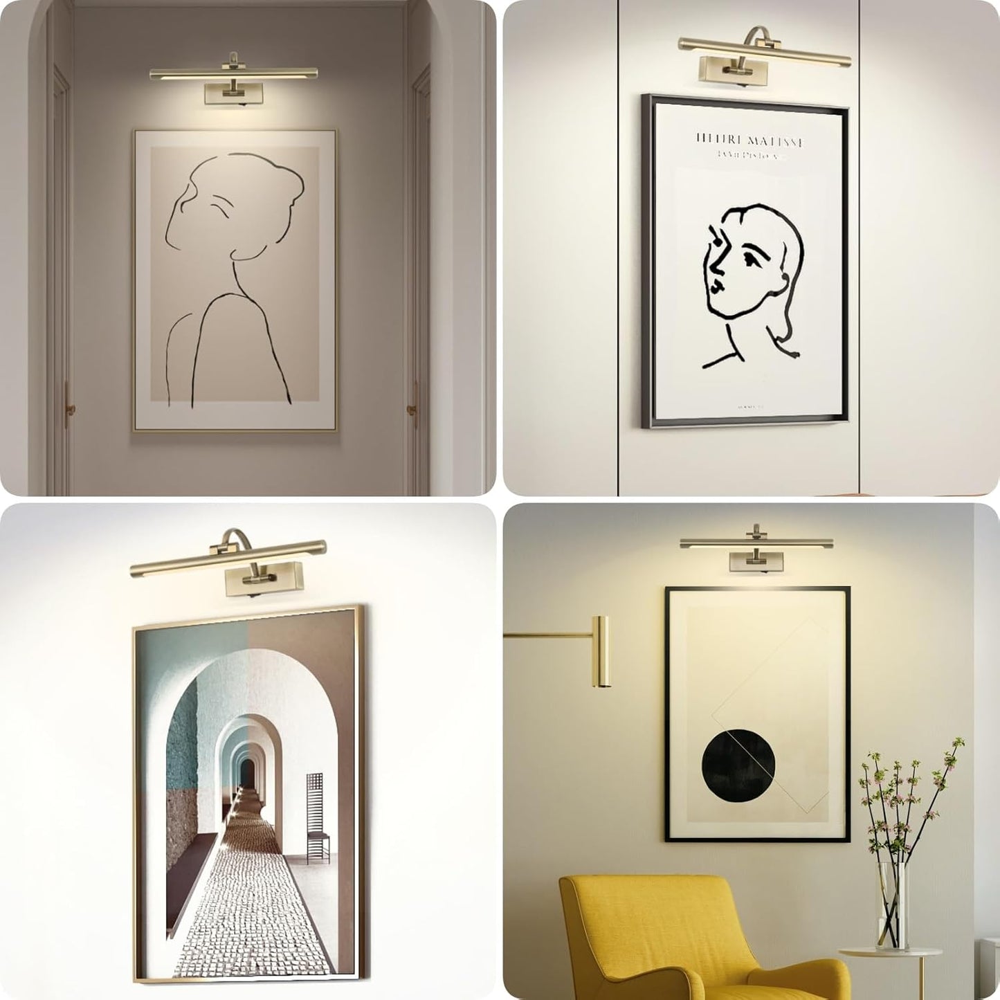 Tassuowell LED Picture Lights for Wall Rechargeable, Battery Operated Art Light for Paintings Wireless,15.7inch Antique Bronze Gallery Light for Artwork