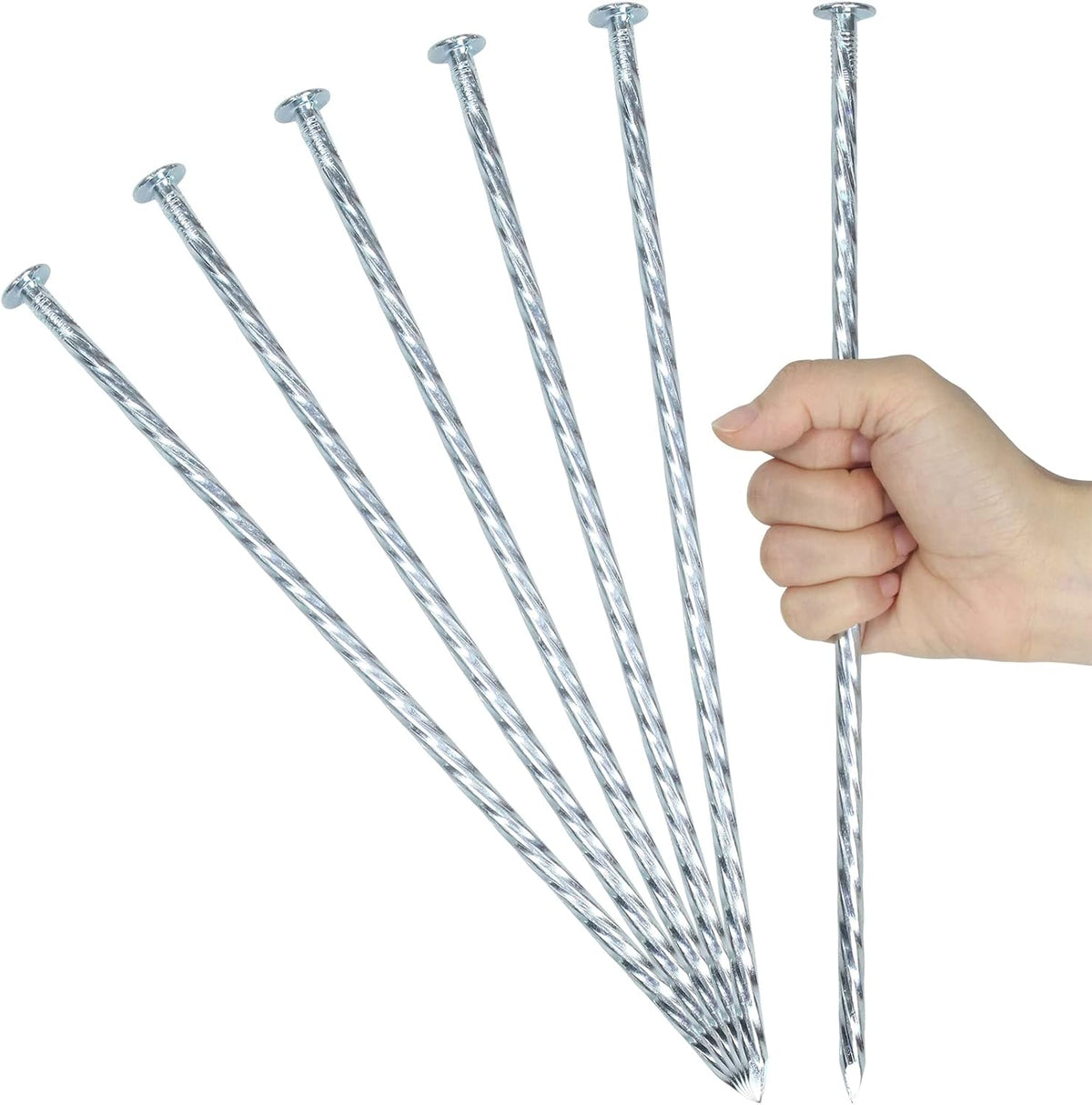 12 Inch Galvanized Landscape Stakes Metal Landscape Edging Anchoring Spikes, Landscape Anchoring Stake for Artificial Turf, Paver Edging, Weed Barrier, Tent, Camping, Carpentry (25)