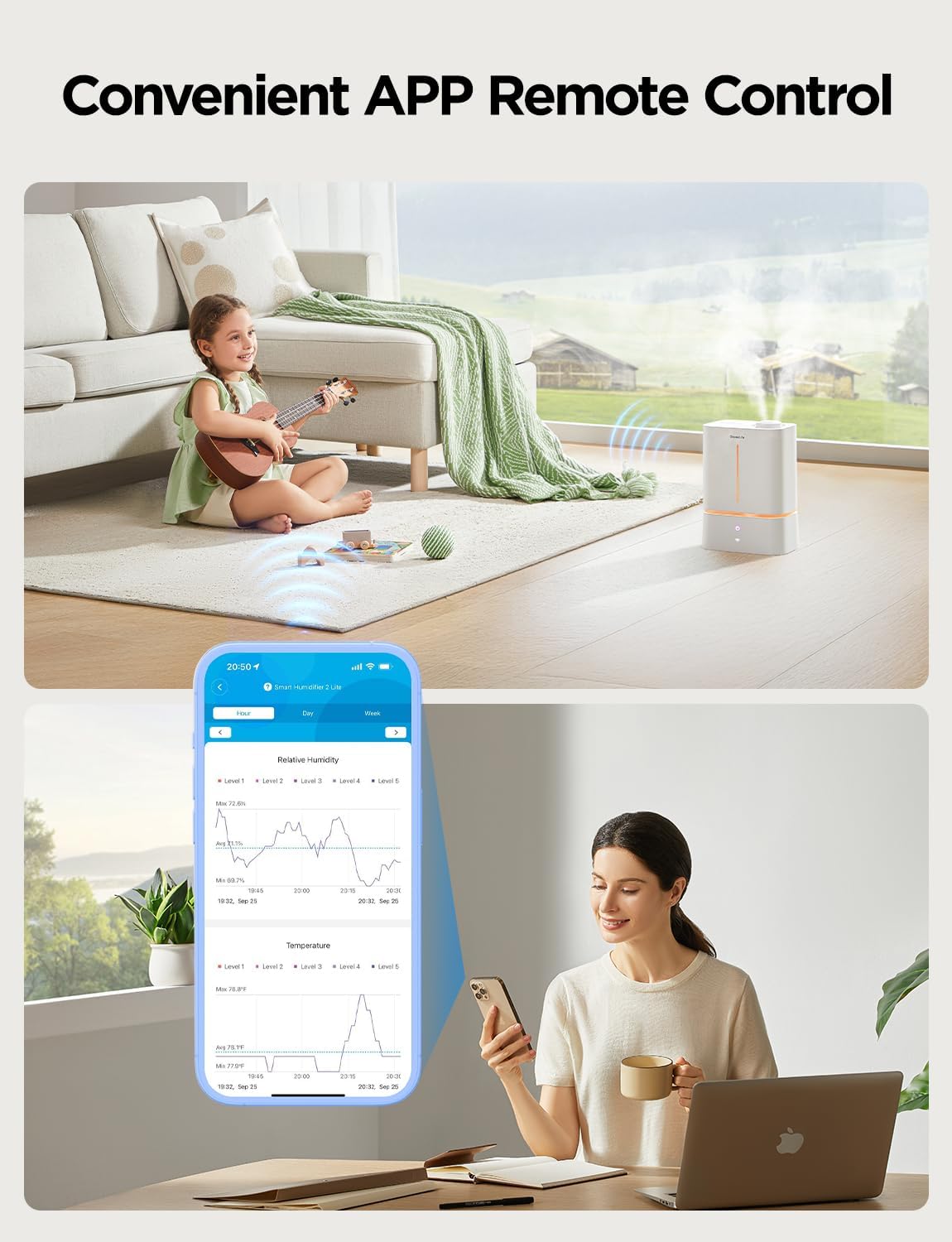 GoveeLife Smart Humidifiers for Bedroom, 4.5L Cool Mist Air Humidifiers with Scent Diffuser & Nightlight, 40H Runtime, Easy to Clean, Quiet Top Fill Ultrasonic Humidifier for Plant, Large Room, Baby