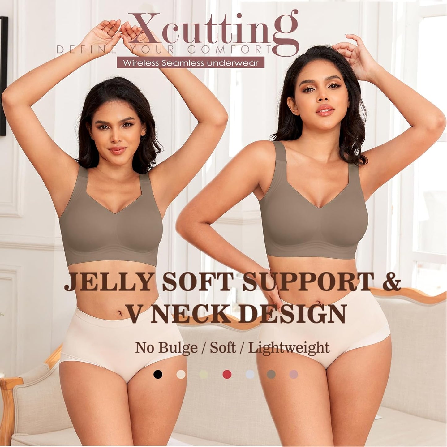Xcutting Women Wirefree Bras for Women Full Coverage No Underwire Everyday Bras Comfortable Wireless Padded Bras