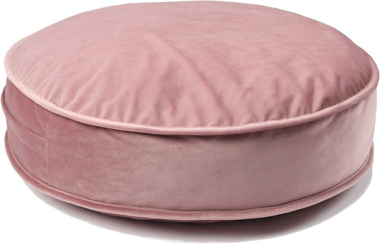 Velvet Floor Pillows Round Chair Cushion Couch Throw Pillow Soft Pouf Seat Mattress Bean Bag for Reading Nook Play Room (19.7 in, Dusty Rose)