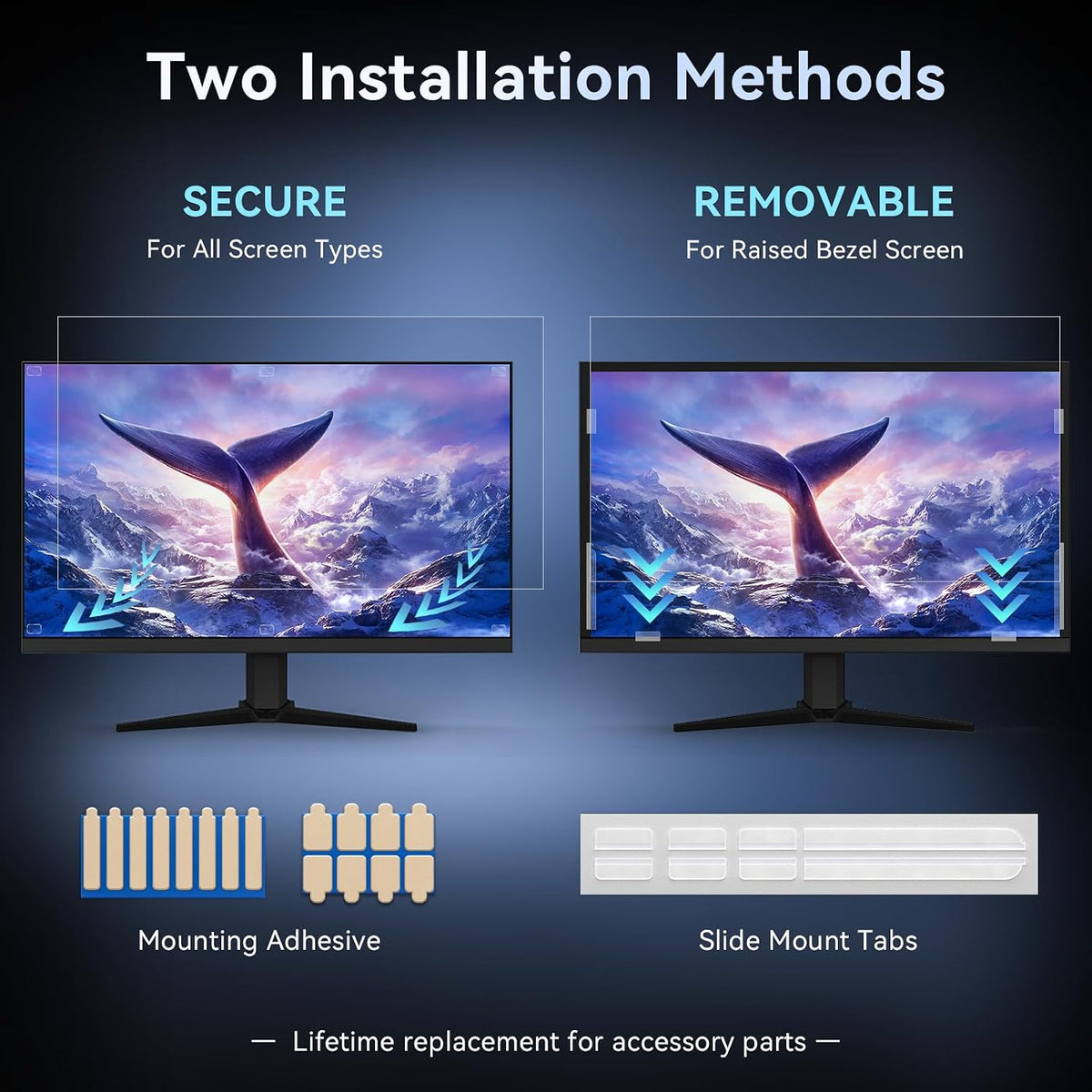 [2-Pack] 24 Inch Computer Privacy Screen Filter for 16:10 Widescreen Monitor, Removable Eye Protection Anti Glare Blue Light Filter Privacy Shield, Anti Spy Screen Protector Film 24 in