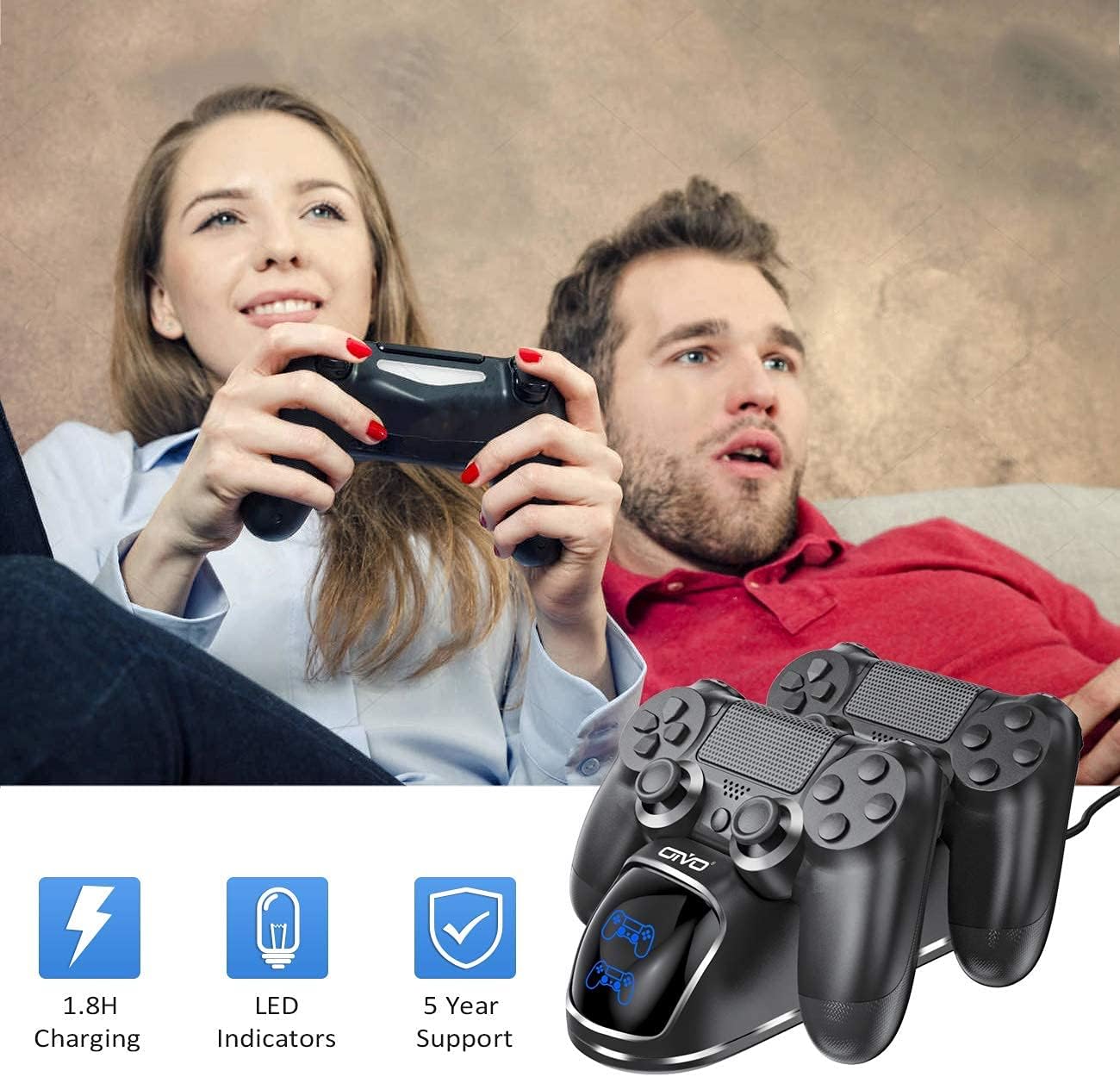 PS4 Controller Charger Dock Station, OIVO 1.8Hrs PS4 Controller Charging Dock, Charging Station Replacement for PlayStation 4 Dualshock 4 Charger