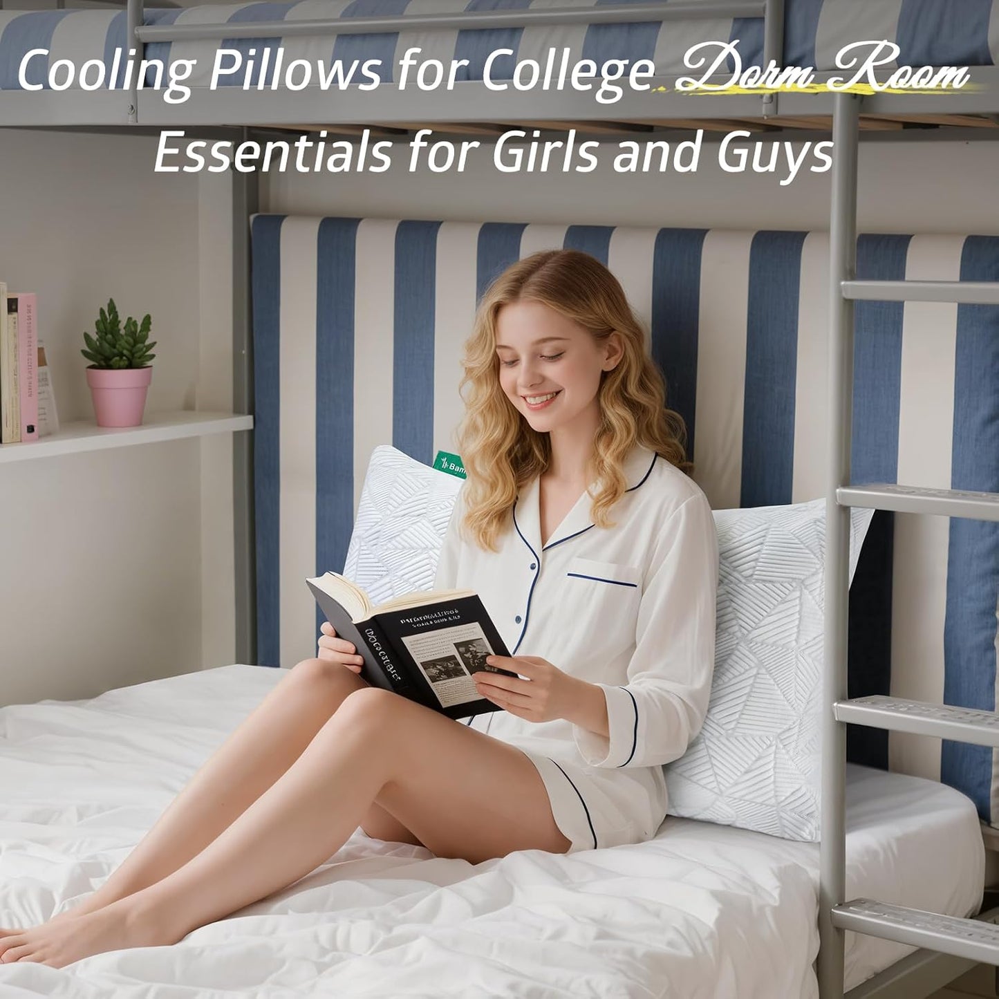 BETU Cooling Pillow Queen Size, Shredded Memory Foam Pillow for Hot Sleepers, Adjustable Firm Soft Support Pillows, Cool Bed Pillows for Side Back Stomach Sleeping Sleepers, gifts for boyfriend, White