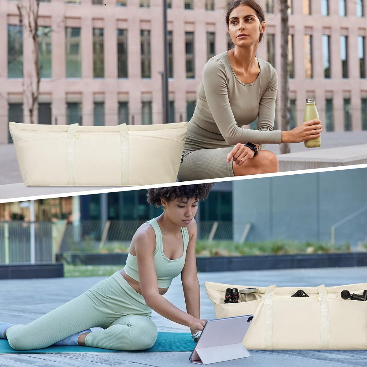 sportsnew Large Yoga Mat Bag Trolley Sleeve Gym Carrier Shoe Bag Wet Pocket