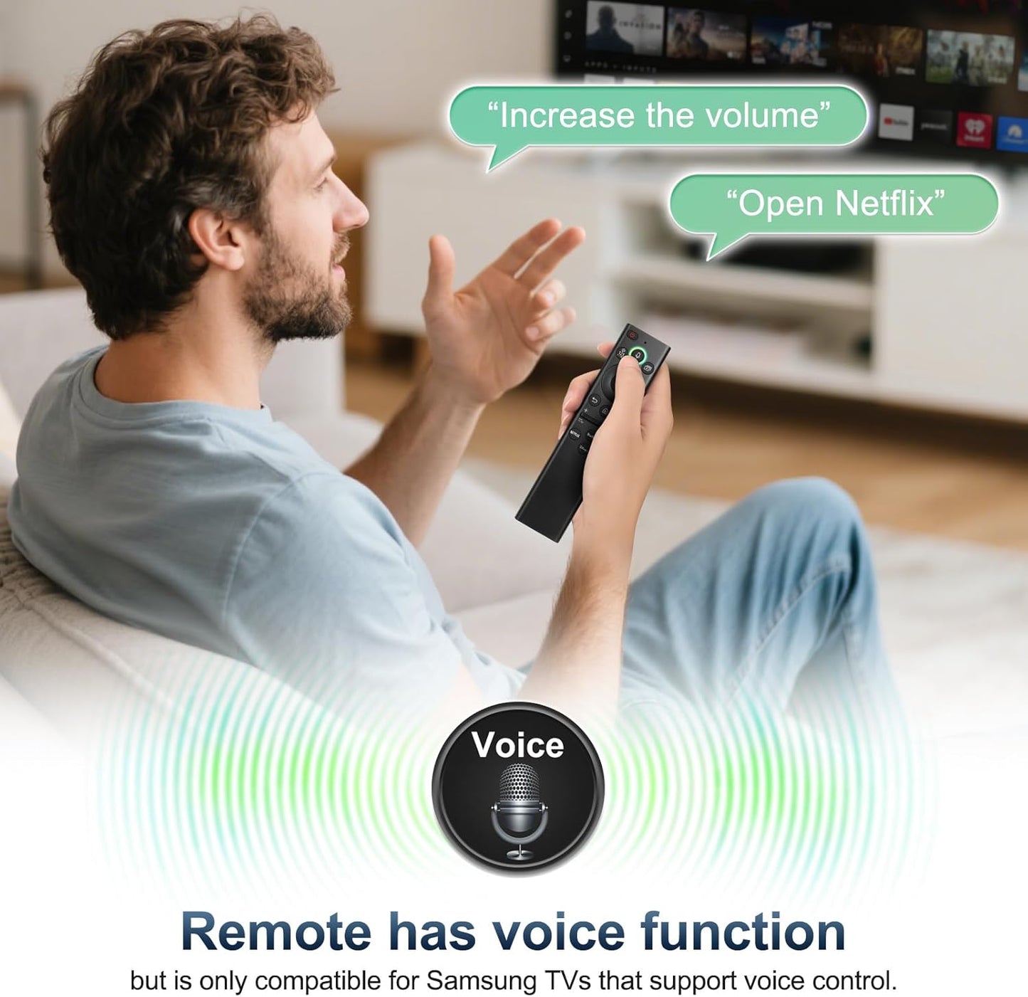for Samsung-Smart-TV-Remote-Control-Replacement,Universal Remote for 2019 2026 Samsung Frame Curved Crystal Smart TVs, with Voice Control