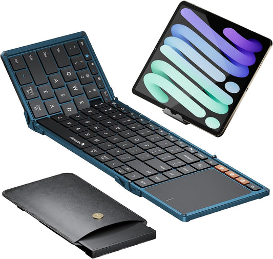 ProtoArc XK01 TP Foldable Keyboard with Touchpad, 0.65 in Keycaps, Blue