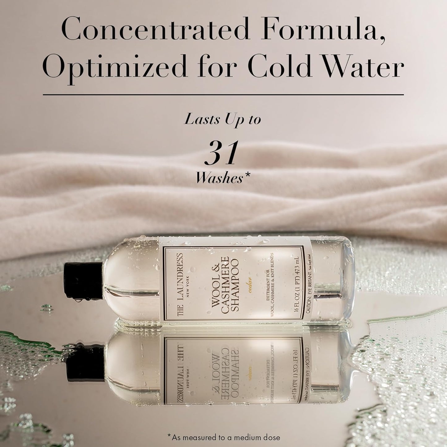 The Laundress Wool & Cashmere Shampoo, 31 Loads, Concentrated Liquid Laundry Detergent, Cedar Scent, Gentle Cold-Water Hand or Machine Wool Wash for Delicate Fabrics - Merino, Mohair & Knit Blends