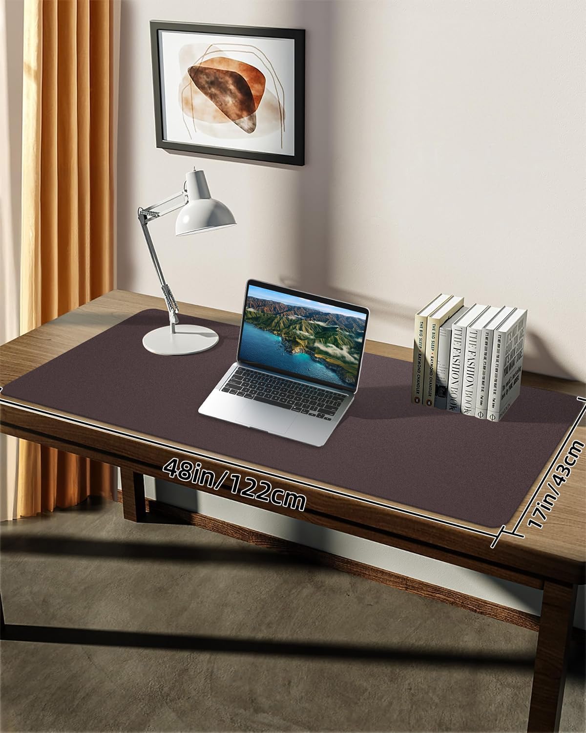Leather Desk Pad Protector,48"x 17"Desk Mat Large, Mouse Pad, Non-Slip PU Leather Desk Blotter,Waterproof Desk Pad for Office/Home(Coffee)