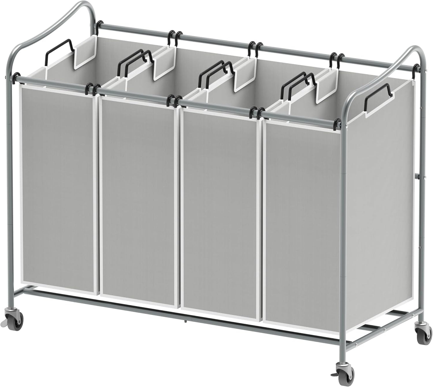 Simple Houseware 4-Bag Heavy Duty Laundry Sorter Rolling Cart, Brown