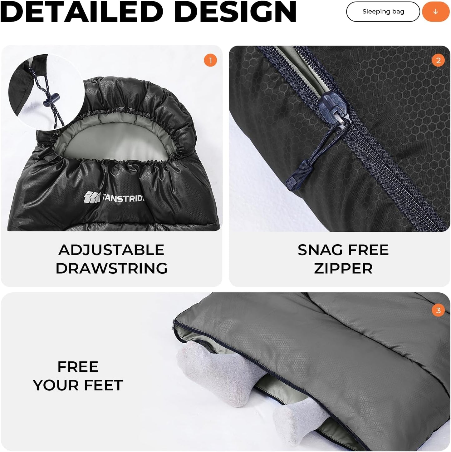 Sleeping Bag for Adults Warm Weather, Compact Lightweight Backpacking Sleeping Bag with Compression Sack, Camping Essentials Gear for Hiking Travel Climbing Outdoor & Indoor Use