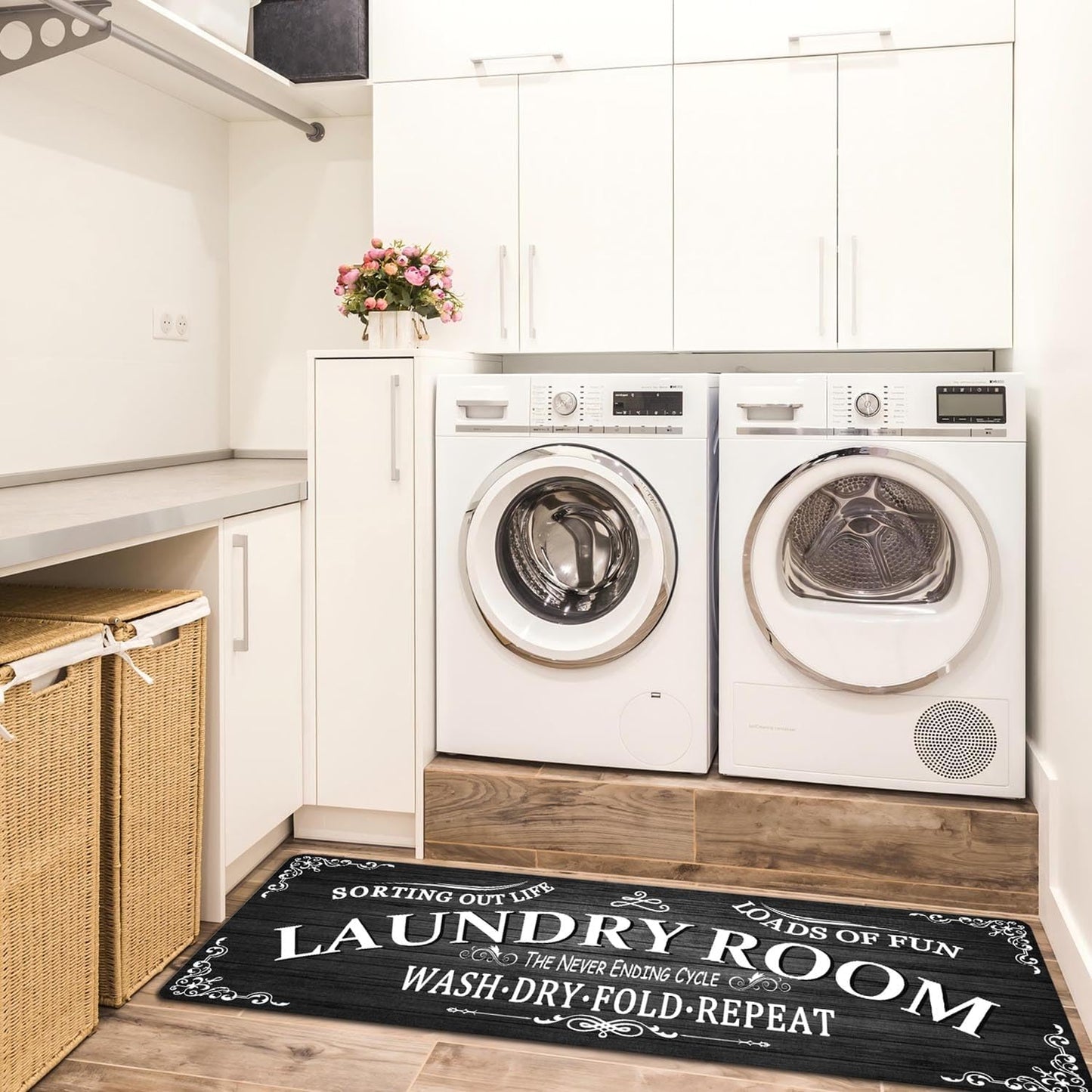Non Slip Laundry Room Rug - Farmhouse Kitchen Floor Mat -Laundry Room Rug- Runner Decor -Washable Floor Carpet for Washroom Mudroom Kitchen Bathroom Hallway-20 x48