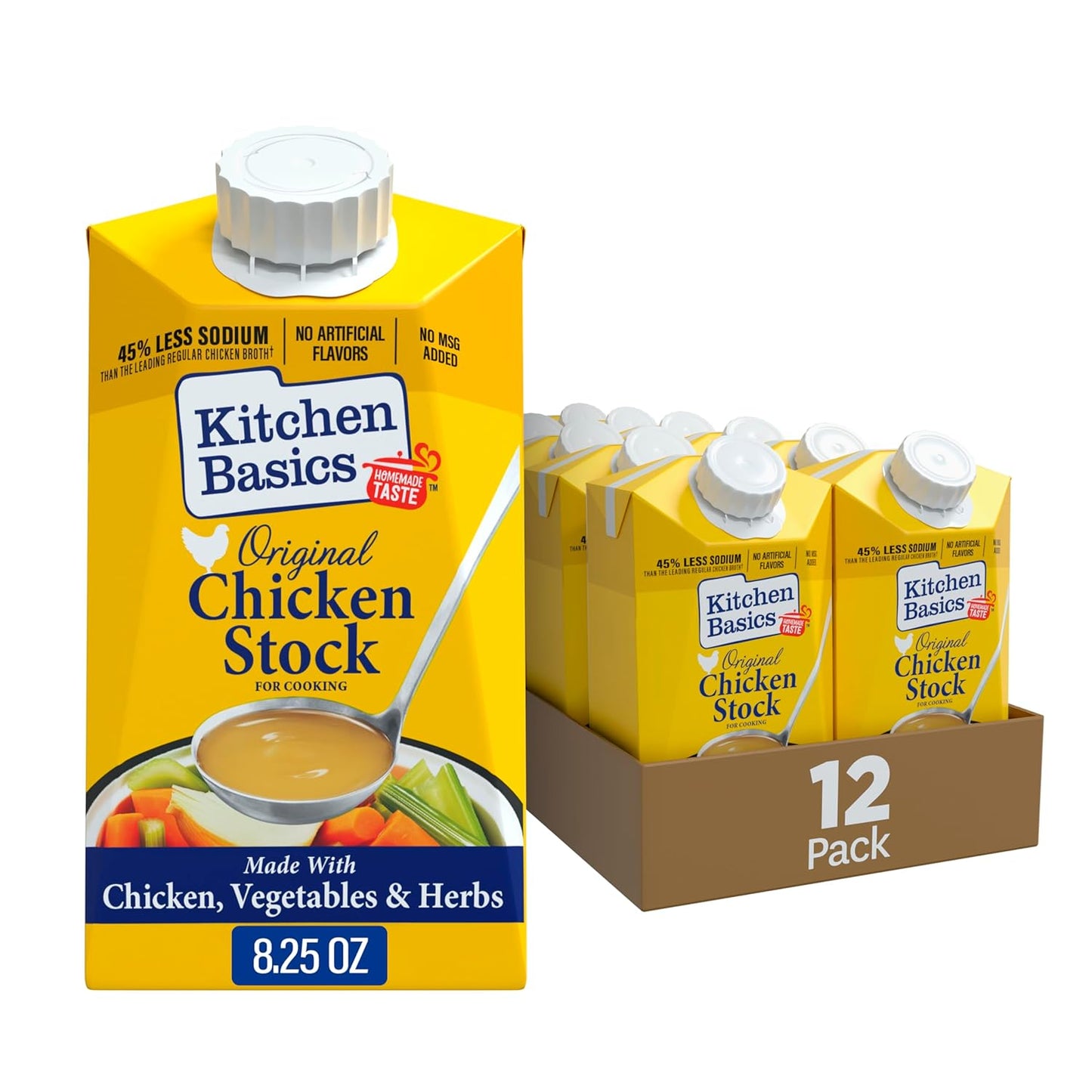 Kitchen Basics Chicken Stock - 32 oz. Carton (Pack of 12) Add Delicious Flavor to Chicken Noodle Soup, Broths and Gravy, Perfect for Stocking Up