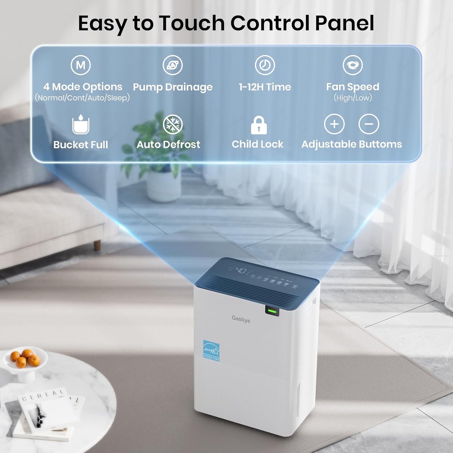 Gasbye Energy Star 2026 Dehumidifier with [𝗥𝗲𝗽𝗹𝗮𝗰𝗲𝗮𝗯𝗹𝗲 Pump] for Basement – [44dB Quiet, Easy to Clean & Clog-Free], Max 75 Pints/Day, 16.5ft Drain Hose, Auto Shut-Off, Auto Restart, White