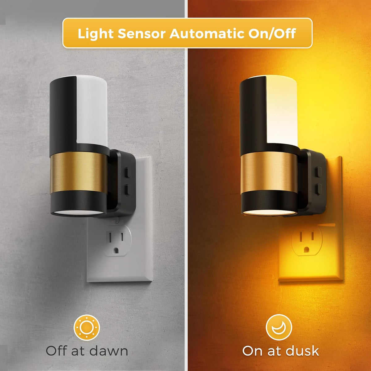 L LOHAS LED Night Lights Plug into Wall, Plug in Night Light, Soft White/Cool White/Amber, Dimmable Backlit Nightlight with Light Sensor, 180° Rotatable Nightlights Plug in Wall for Hallway, 1Pack