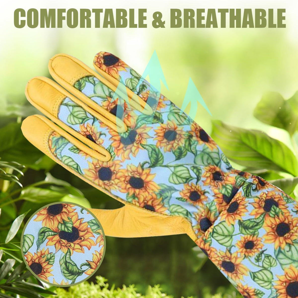 WOHEER Long Gardening Gloves for Women Thorn Proof,Rose Pruning Cowhide Leather Garden Glove for Cactus, Rose and Blackberry